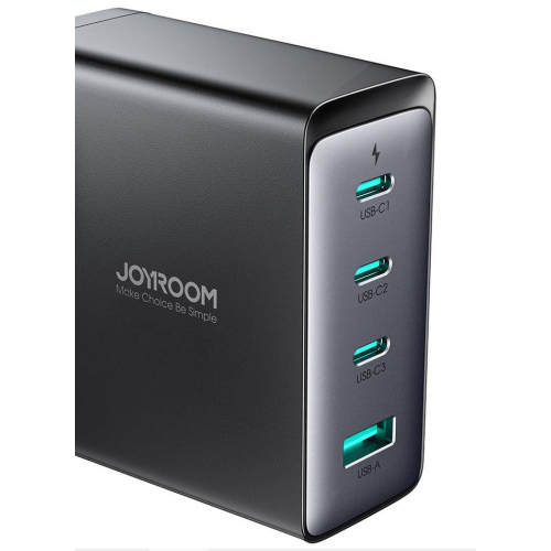 Ładowarka sieciowa Joyroom GaN Ultra JR-TCG05EU 140W PD 3.0 QC 3.0 3x USB-C 1x USB-A czarna + kabel