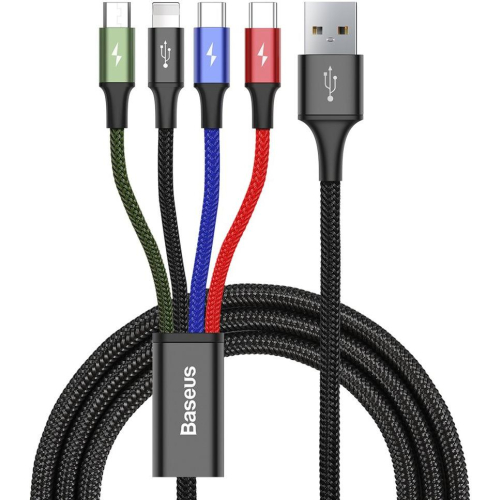 KABEL 4w1 USB-A / Lighting iPhone 2x USB-C micro-USB Baseus Cafule CA1T4-B01 1.2m 3.5A W OPLOCIE