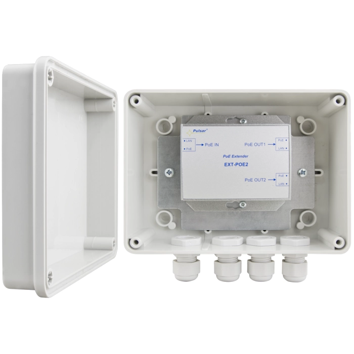 EXTENDER POE W OBUDOWIE HERMETYCZNEJ DO 2 KAMER IP Pulsar EXT-POE2H