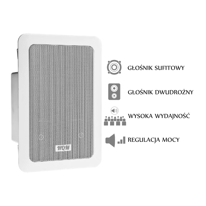GŁOŚNIK SUFITOWY PROSTOKĄTNY HQM-46SP 10W 100V BIAŁY
