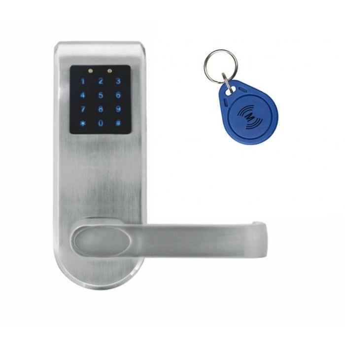 KLAMKA EURA ELH-82B9/SILVER z czytnikiem kart RFID i zamkiem szyfr, sterowanie zdalne, srebrny