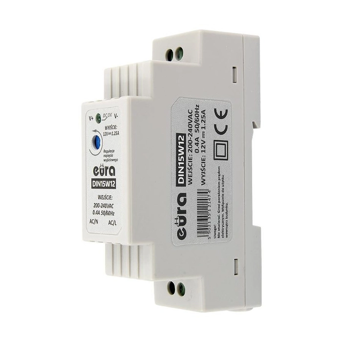 ZASILACZ DIN ''EURA'' DIN15W12 12V 1,25 A DC