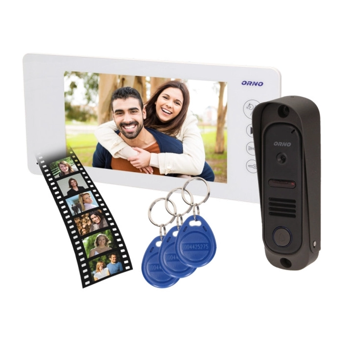 Wideodomofon OR-VID-JS-1053/W Pamięć + Breloki ARCUS RFID 7" ORNO biały